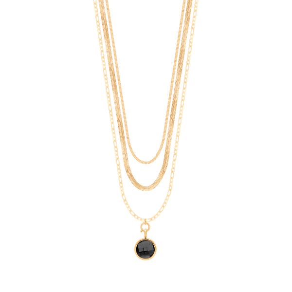 Naszyjnik Multichain z pozłacanym czarnym kryształem. Czarne naszyjniki Lilou, pozłacane. Za 428.00 zł.