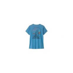 Koszulka turystyczna damska Capilene Cool Daily Shirt Cloud Crag Women. Niebieskie bluzki Patagonia, bez wzorów, sportowe, bez kołnierzyka, bez ramiączek. Za 239.99 zł.