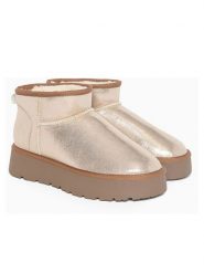 ISLAND BOOT Botki "Miley" w kolorze beżowym rozmiar: 37. Brązowe botki Island Boot, bez wzorów, z materiału, bez obcasa, na platformie, bez zapięcia. Za 135.49 zł.