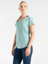 Dare 2b Koszulka sportowa "Vigilant" w kolorze turkusowym rozmiar: 36. Niebieskie koszulki sportowe Dare 2b, bez wzorów, z materiału, bez ramiączek, outdoorowe. Za 54.95 zł.