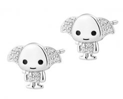 Kolczyki srebrne z cyrkoniami i emalią - Harry Potter, Zgredek, Warner Bros. Discovery. Szare kolczyki Apart, z cyrkonią, srebrne. Za 299.00 zł.