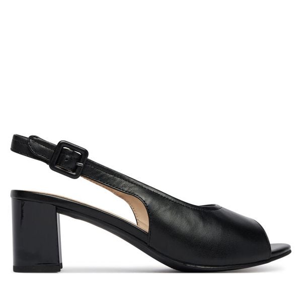 Sandały Caprice. Czarne sandały Caprice, bez wzorów, bez obcasa, na słupku, bez zapięcia. Za 319.99 zł.