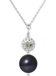 Pearline Srebrny naszyjnik z perłą - dł. 42 cm rozmiar: onesize. Niebieskie naszyjniki Pearline, z kryształem, srebrne. Za 217.99 zł.