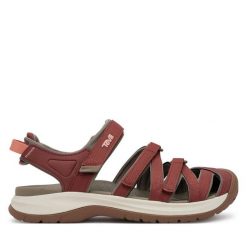 Sandały Teva. Czerwone sandały Teva, bez wzorów, sportowe, bez obcasa, bez zapięcia. Za 329.99 zł.