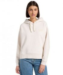 DAMSKA BLUZA LEE ESSENTIAL HOODIE ECRU HEATHER 112371337. Brązowe bluzy Lee, s, bez wzorów, z kapturem. Za 199.99 zł.
