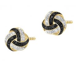 Kolczyki z żółtego złota z diamentami - 0,04 ct - próba 375. Żółte kolczyki Apart, z diamentem, złote. Za 1,729.00 zł.