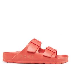 Klapki Roxy. Pomarańczowe klapki Roxy, bez wzorów, bez obcasa. Za 129.99 zł.