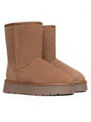 Gooce Skórzane kozaki zimowe "Logan" w kolorze jasnobrązowym rozmiar: 40. Brązowe kozaki Gooce, na zimę, ze skóry, bez obcasa, na platformie, bez zapięcia. Za 217.99 zł.