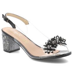 Czarne Sandały S.Barski Eleganckie Przeźroczyste Obuwie Damskie. Czarne sandały S.BARSKI, z aplikacjami, eleganckie, bez obcasa, na obcasie, bez zapięcia. Za 199.00 zł.