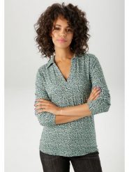 Aniston Bluzka w kolorze zielonym rozmiar: 40. Zielone bluzki Aniston, bez wzorów, z wiskozy, bez kołnierzyka, bez ramiączek. Za 56.99 zł.