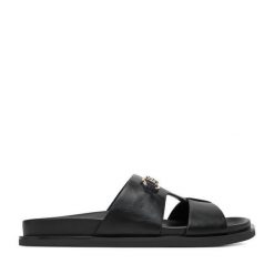 Klapki Nine West. Czarne klapki Nine West, bez wzorów, bez obcasa. Za 169.99 zł.