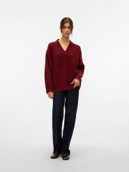 Vero Moda Sweter w kolorze bordowym rozmiar: XS. Czerwone swetry Vero Moda, xs, bez wzorów, z wełny, bez ramiączek. Za 96.60 zł.