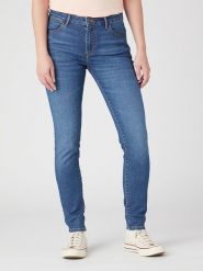 Wrangler Dżinsy "Hypnotic" - Skinny fit - w kolorze niebieskim rozmiar: W32/L30. Niebieskie jeansy Wrangler, l, z aplikacjami, z podwyższonym stanem. Za 110.04 zł.