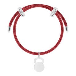 Bransoletka Liana ciemnoczerwona z posrebrzaną zawieszką Kettle. Czerwone bransoletki Lilou, posrebrzane. Za 268.00 zł.
