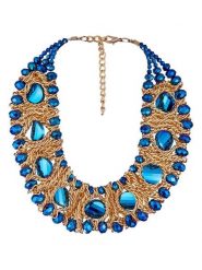 MENTHE À L'O Pozłacany naszyjnik z elementami ozdobnymi - dł. 40 cm rozmiar: onesize. Niebieskie naszyjniki MENTHE À L'O, z kryształem, pozłacane. Za 178.37 zł.