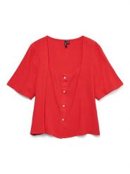 Vero Moda Bluzka w kolorze czerwonym rozmiar: XL. Czerwone bluzki Vero Moda, s, bez wzorów, z wiskozy, klasyczne, bez kołnierzyka, bez ramiączek. Za 84.01 zł.