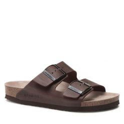Klapki Genuins. Brązowe klapki Genuins, bez wzorów, bez obcasa. Za 189.99 zł.