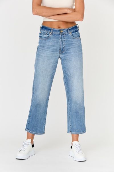 7 FOR ALL MANKIND Błękitne jeansy damskie THE MODERN STRAIGHT TRILIG, Rozmiar 30. Niebieskie jeansy 7 for all mankind, bez wzorów. W wyprzedaży za 460.99 zł.