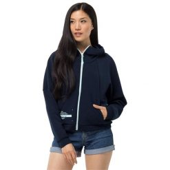 Bluza trekkingowa damska Jack Wolfskin Starboard. Niebieskie bluzy Jack Wolfskin, bez wzorów, z bawełny, z kapturem. Za 260.70 zł.