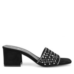 Klapki Eva Minge. Czarne klapki Eva Minge, bez wzorów, bez obcasa. Za 319.99 zł.