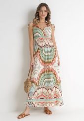 Zielona Wiskozowa Sukienka Tie Dye Maxi z Marszczoną Gumką w Pasie Lucira. Zielone sukienki Born2be, l, bez wzorów, z wiskozy, bez kołnierzyka, bez ramiączek, maxi, kopertowe. Za 39.99 zł.