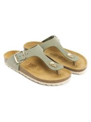 Mandel Skórzane japonki "Blanca" w kolorze khaki rozmiar: 39. Brązowe klapki Mandel, bez wzorów, z nubiku, bez obcasa. Za 159.95 zł.