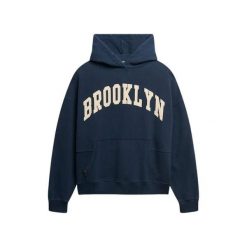 Bluza damska z kapturem Superdry Athletic Essentials. Niebieskie bluzy sportowe Superdry, bez wzorów, z kapturem. Za 284.00 zł.