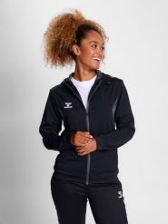 Damska bluza dresowa z kapturem zapinana na zamek Hummel Authentic. Czarne bluzy Hummel, l, bez wzorów, z dresówki, z kapturem. Za 249.90 zł.