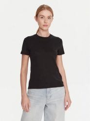 Calvin Klein T-Shirt LV044D201G Czarny Regular Fit. Czarne t-shirty Calvin Klein, m, bez wzorów, z bawełny, bez kołnierzyka, bez ramiączek. Za 299.99 zł.