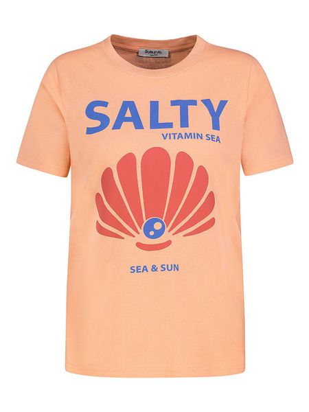 Sublevel Koszulka w kolorze brzoskwiniowym rozmiar: XS. Pomarańczowe bluzki Sublevel, xs, bez wzorów, z bawełny, bez kołnierzyka, bez ramiączek. Za 35.18 zł.