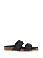 Chiemsee Klapki w kolorze czarnym rozmiar: 37. Czarne klapki Chiemsee, bez wzorów, z materiału, z otwartym noskiem, bez obcasa. Za 157.45 zł.