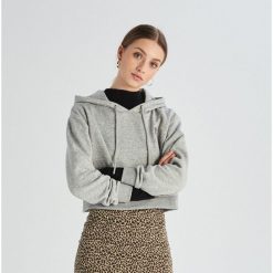 Krótka bluza z kapturem - Jasny szary. Bluzy Sinsay. W wyprzedaży za 24.99 zł.