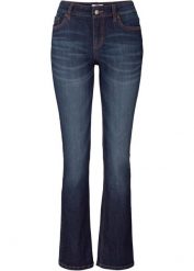 Dżinsy ze stretchem BOOTCUT, mid waist. Niebieskie jeansy bonprix, bez wzorów. Za 82.99 zł.