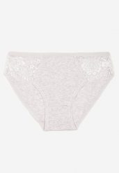 Jasnoszare Bawełniane Majtki Typu Figi z Koronką Talionae. Szare figi Born2be, l, bez wzorów, z bawełny. Za 4.99 zł.