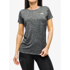 Koszulka treningowa damska Under Armour Tech SSC Twist. Szare bluzki Under Armour, bez wzorów, sportowe, bez kołnierzyka, bez ramiączek. Za 59.99 zł.