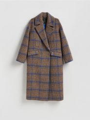 Płaszcz z wełną Manteco - wielobarwny. Płaszcze Reserved, l, bez wzorów, z tkaniny, bez kaptura. Za 699.99 zł.