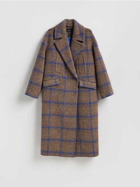 Płaszcz z wełną Manteco - wielobarwny. Płaszcze Reserved, l, bez wzorów, z tkaniny, bez kaptura. Za 699.99 zł.