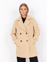 Soyaconcept® płaszcz z pluszowego futra - SC-Mukite Kobiety beżowy, XXL. Brązowe płaszcze xxl, bez wzorów, bez kaptura. Za 429.95 zł.