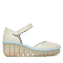 Półbuty Fly London. Białe czółenka Fly London, bez wzorów, bez obcasa, na koturnie, bez zapięcia. Za 449.99 zł.