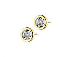 Kolczyki z żółtego i białego złota z brylantami - 0,10 ct - próba 585. Białe kolczyki Apart, z brylantem, złote. Za 2,259.00 zł.