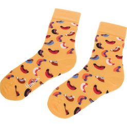 Skarpety Wysokie Unisex HAPPY SOCKS - HOT01-2000 Kolorowy Żółty. Żółte skarpety Happy Socks, bez wzorów, z bawełny. Za 34.90 zł.