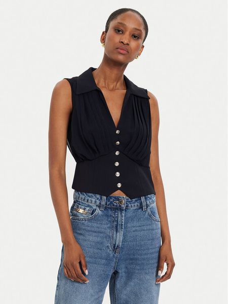 Morgan Top 242-OPLI Granatowy Slim Fit. Niebieskie topy Morgan, bez wzorów, z syntetyku, bez kołnierzyka, bez ramiączek. Za 180.99 zł.