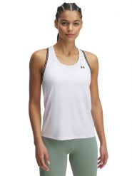 Under Armour Top sportowy w kolorze białym rozmiar: S. Białe koszulki sportowe Under Armour, bez wzorów, z materiału, bez ramiączek, outdoorowe. Za 68.45 zł.