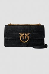 PINKO Czarna listonoszka damska Love One Classic DC Cocco Nabuccato. Czarne listonoszki Pinko, bez wzorów, ze skóry, eleganckie, bez dodatków. W wyprzedaży za 1,379.99 zł.