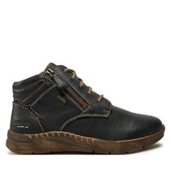 Botki Josef Seibel. Czarne botki Josef Seibel, bez wzorów, bez obcasa, na płaskiej podeszwie, bez zapięcia. Za 479.99 zł.