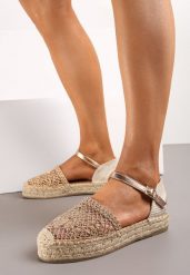 Szampańskie Espadryle na Grubej Podeszwie z Plecionką i Sprzączką Anadila. Żółte espadryle Born2be, bez wzorów, z materiału, bez obcasa, bez zapięcia. W wyprzedaży za 74.99 zł.