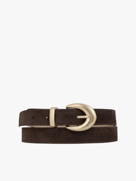 Brązowy pasek ze skóry welurowej. Brązowe paski Ryłko, bez wzorów, z jeansu, eleganckie. Za 129.99 zł.