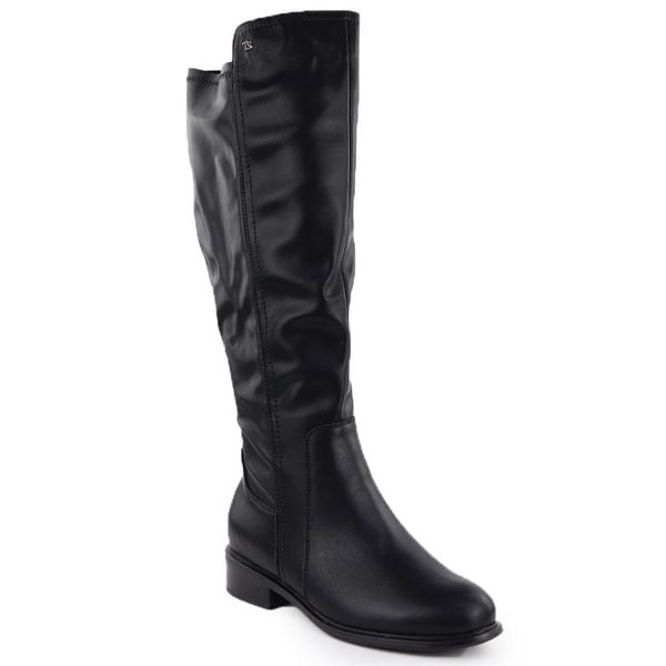 Skórzane kozaki damskie ocieplane czarne T.Sokolski Z25-179. Czarne kozaki T.Sokolski, ze skóry ekologicznej, bez obcasa, bez zapięcia. Za 259.99 zł.