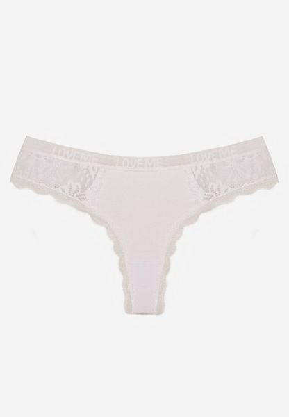 Białe Majtki Stringi Ozdobione Koronką z Bawełną Meniliphis. Białe stringi Renee, bez wzorów, z bawełny. Za 6.99 zł.