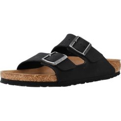 Klapki damskie Birkenstock Arizona. Czarne klapki Birkenstock, bez wzorów, z materiału, bez obcasa. Za 648.00 zł.